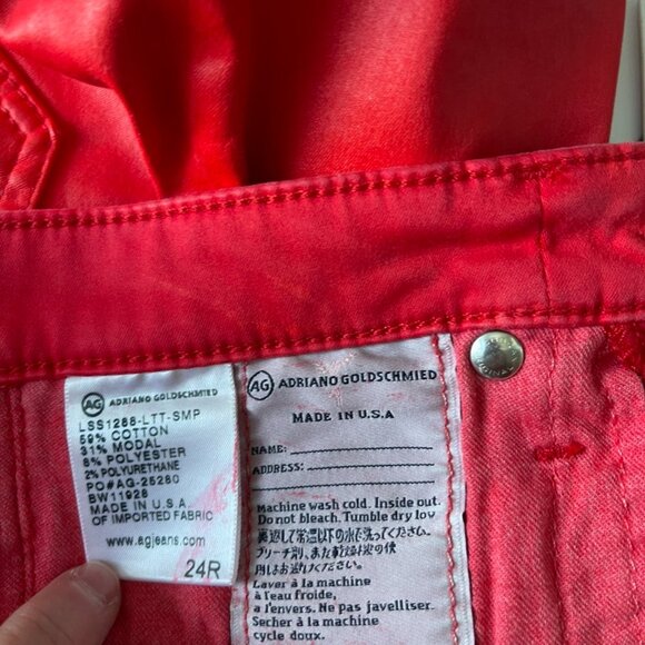 AG Adriano Goldschmied Women's Farrah Skinny Fit style LSS1288 Jeans RED Size 24 - Picture 10 of 11